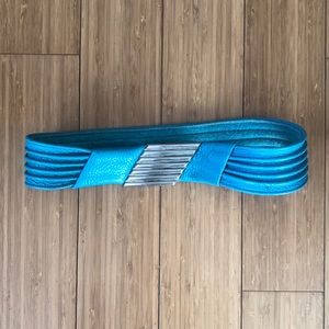 VINTAGE - 80's Electric Blue Leather Belt
